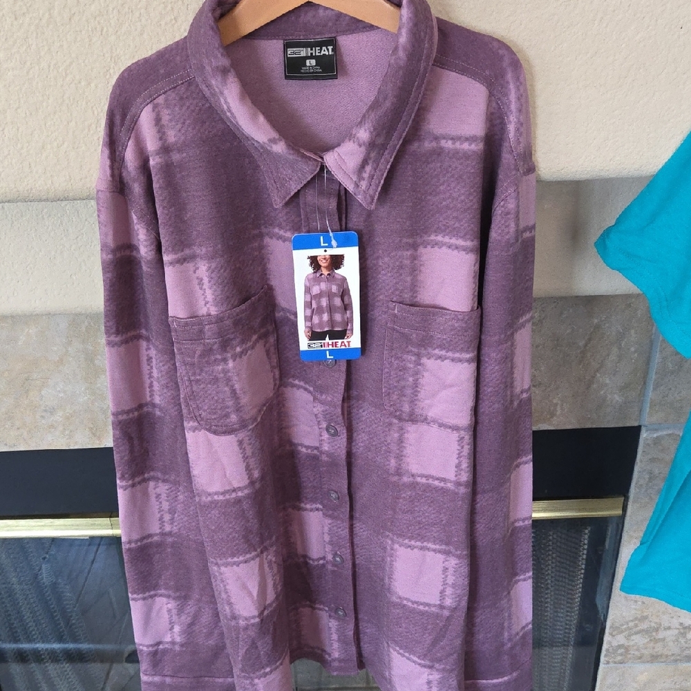 32 Degrees Women's Lavender Plaid Sweater